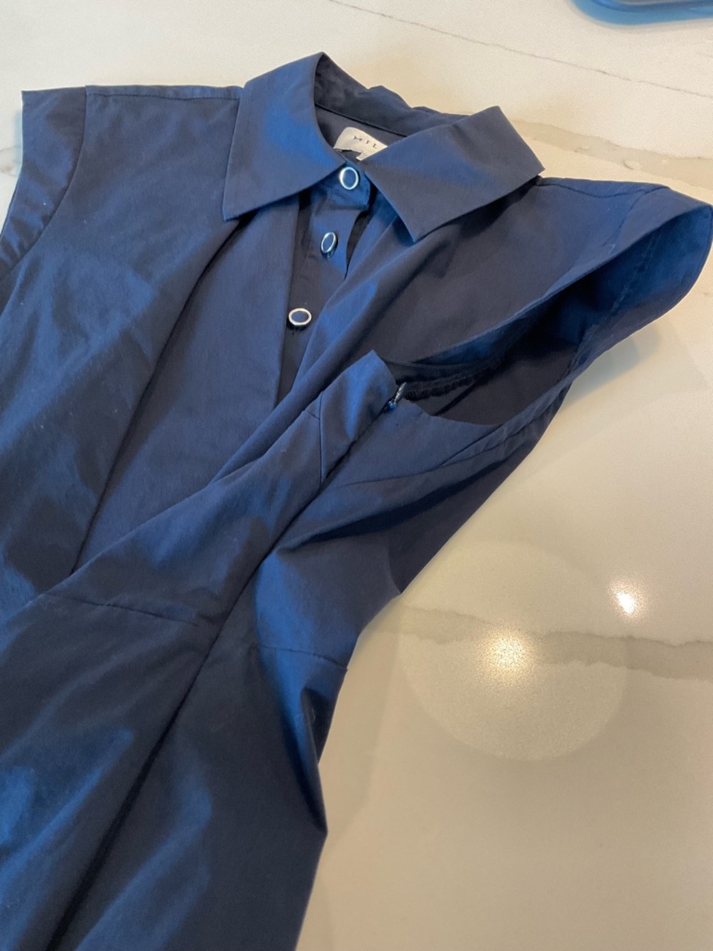Milly Navy Cap-Sleeve Mini Dress - Picture 5 of 12